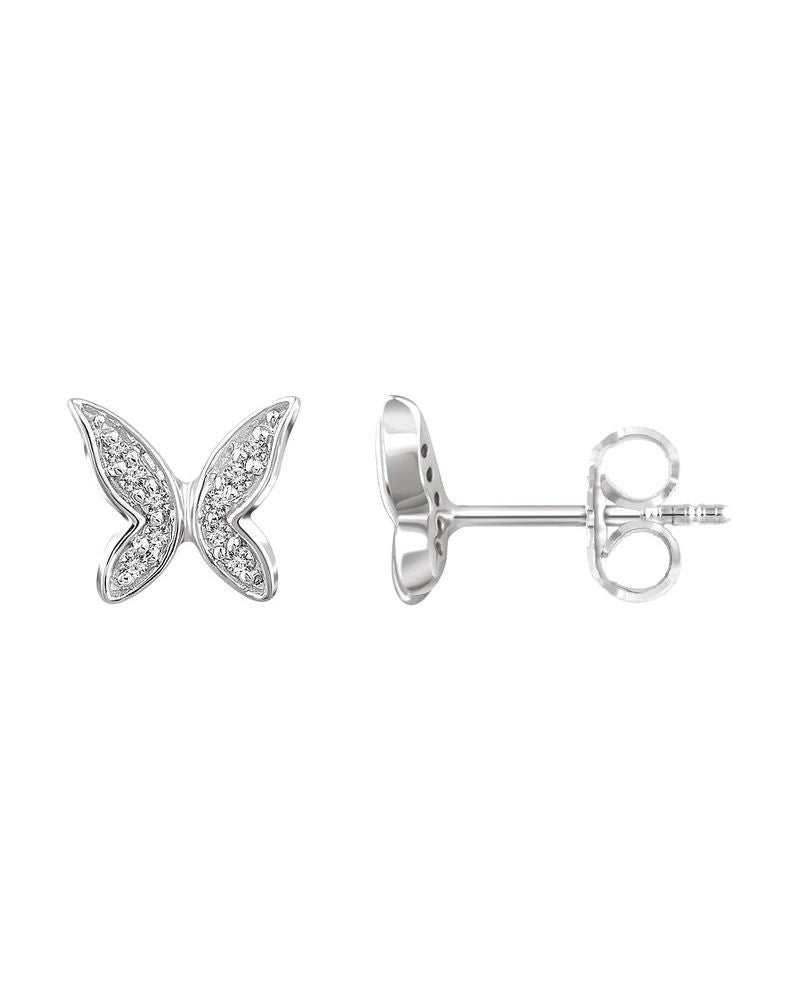 Brinco Borboleta Infantil em Ouro 14k com Diamantes Naturais