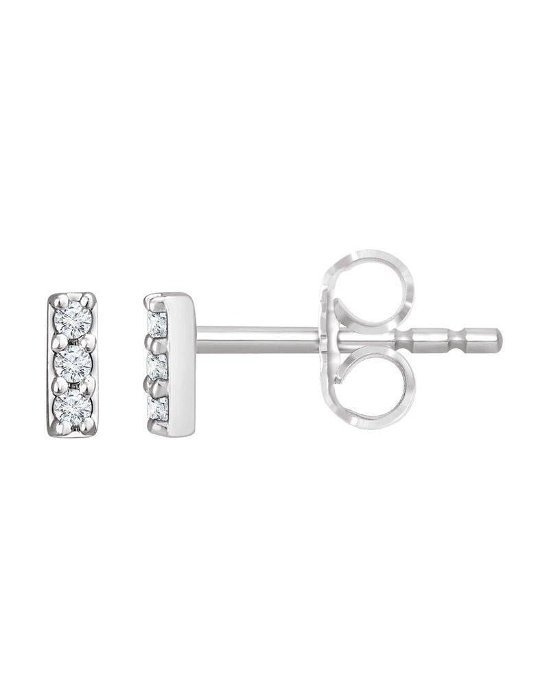 Brinco Barra em Ouro 14k com Diamantes de Laboratório – Modelo 2