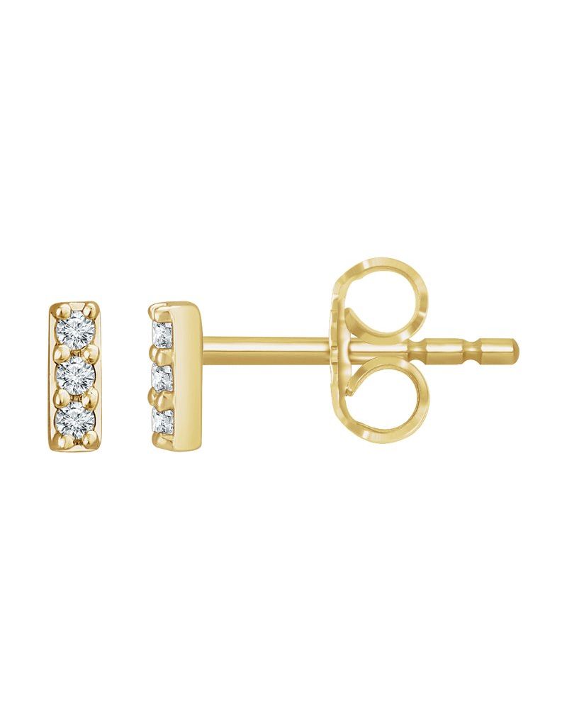 Brinco Barra em Ouro 14k com Diamantes de Laboratório – Modelo 2