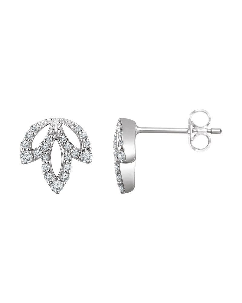 Brinco Folha Cravejado em Ouro 14k com Diamantes Naturais – Modelo 2