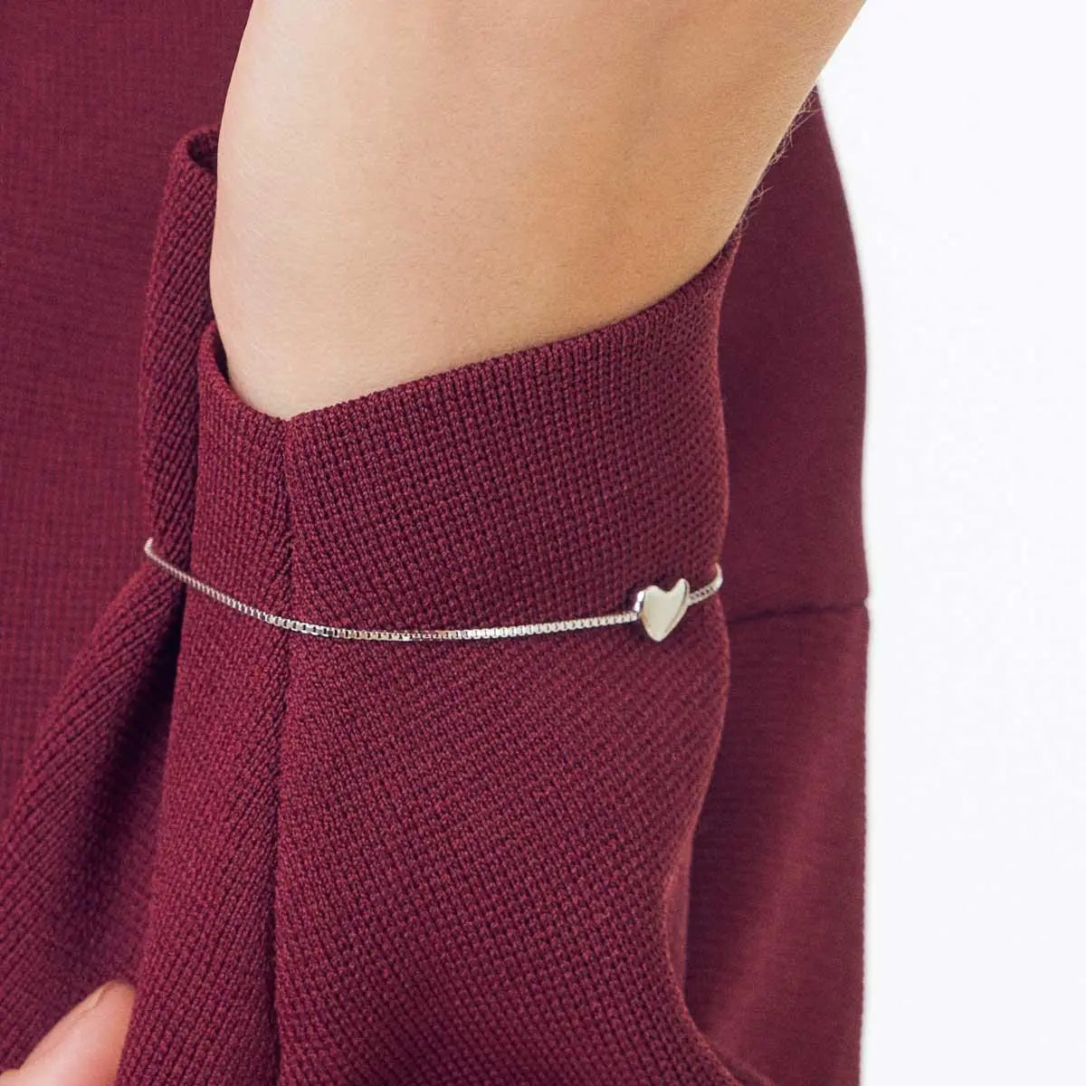 Pulseira de Prata 925 com Pingente de Coração Liso