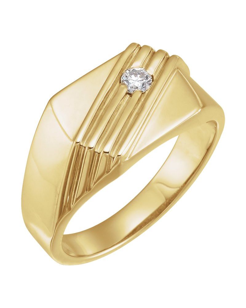 Anel Solitário em Ouro 14k com Diamantes Naturais – Modelo 14