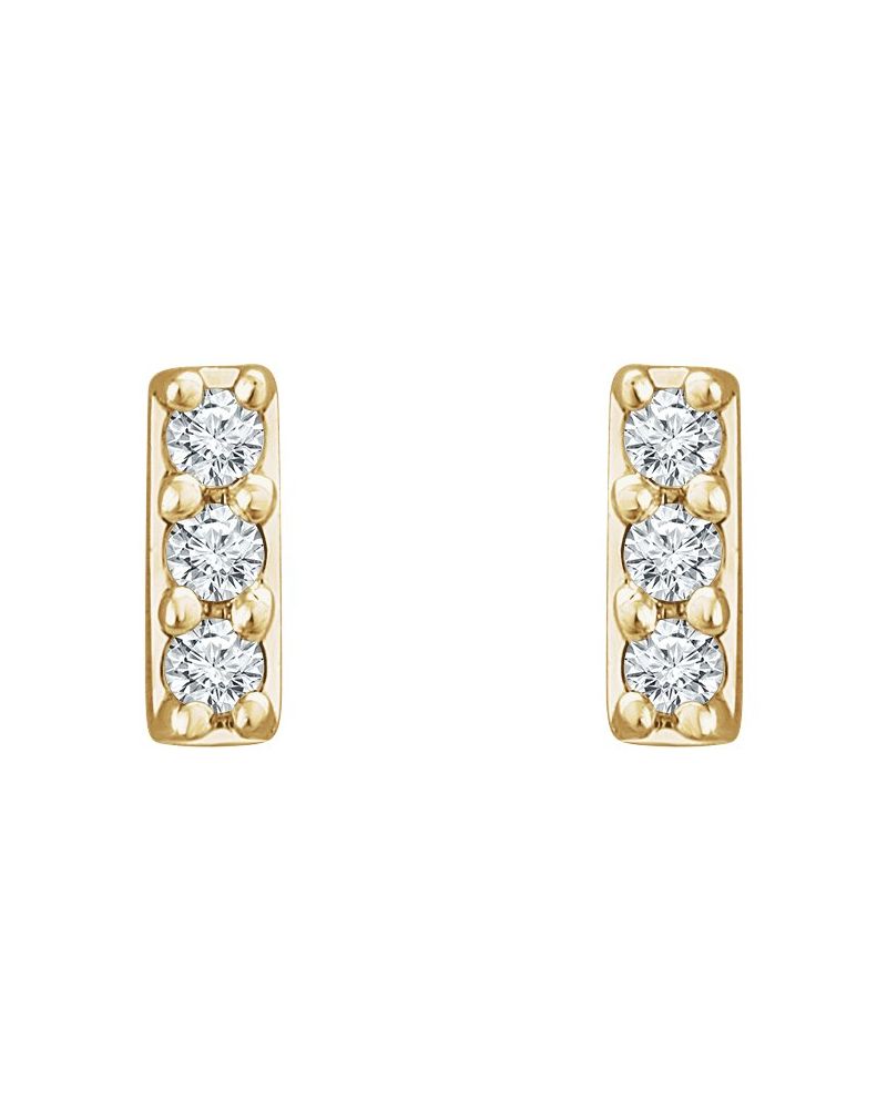 Brinco Barra em Ouro 14k com Diamantes de Laboratório – Modelo 2