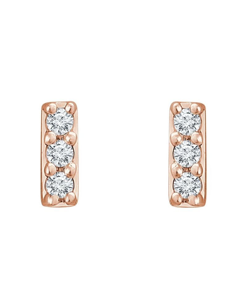 Brinco Barra em Ouro 14k com Diamantes de Laboratório – Modelo 2