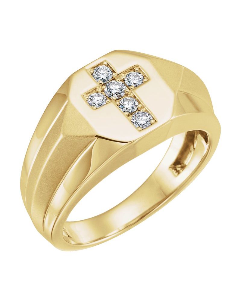 Anel Cruz em Ouro 14k com Diamantes Naturais – Modelo 4