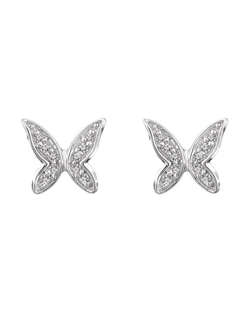 Brinco Borboleta Infantil em Ouro 14k com Diamantes Naturais