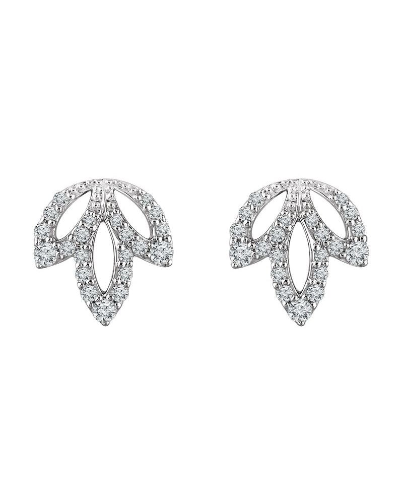 Brinco Folha Cravejado em Ouro 14k com Diamantes Naturais – Modelo 2