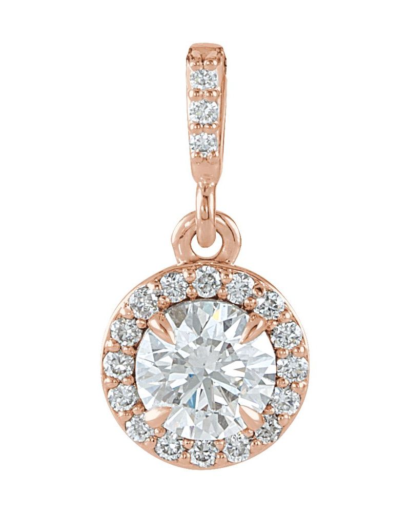 Pingente Halo em Ouro 14k com Diamantes de Laboratório – Modelo 2