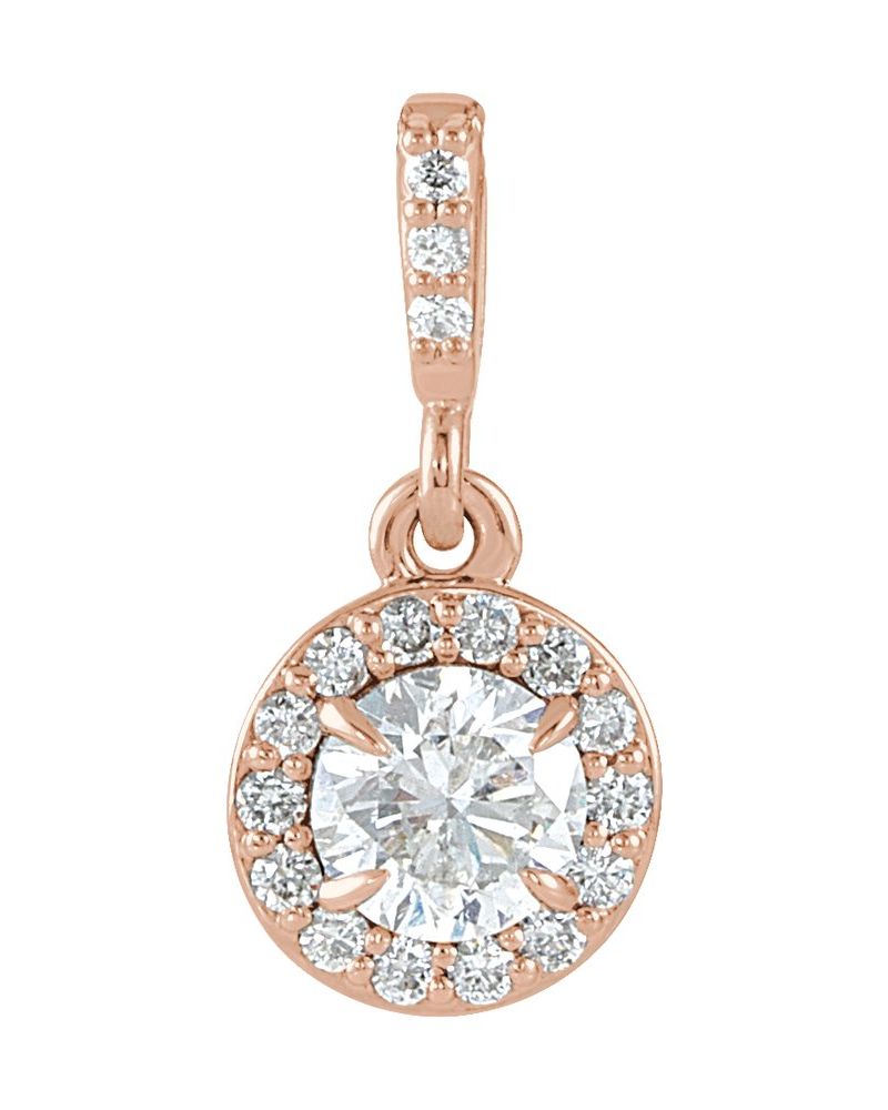 Pingente Halo em Ouro 14k com Diamantes de Laboratório – Modelo 2