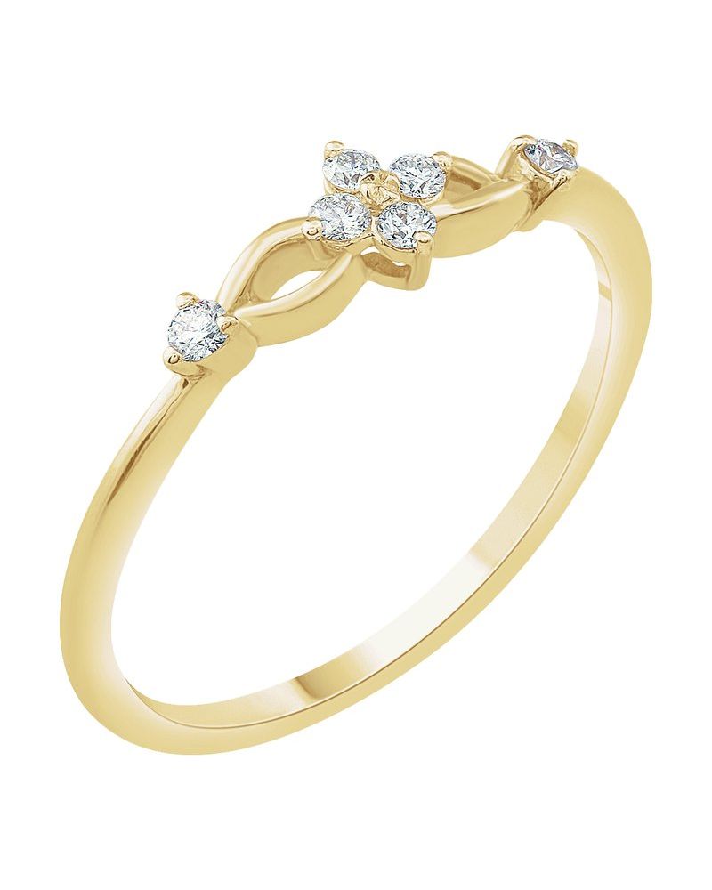 Anel Floral Compromisso em Ouro 14k com Diamantes Naturais