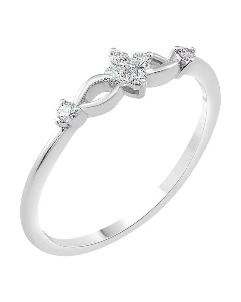 Anel Floral Compromisso em Ouro 14k com Diamantes Naturais