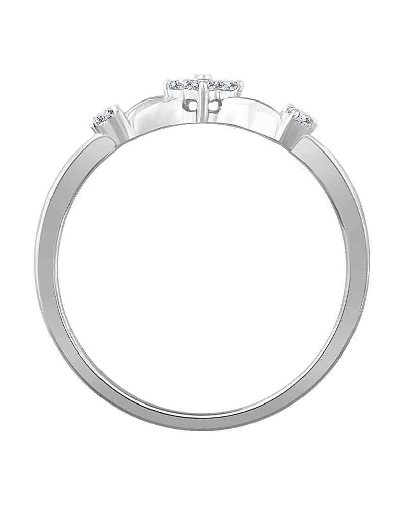 Anel Floral Compromisso em Ouro 14k com Diamantes Naturais