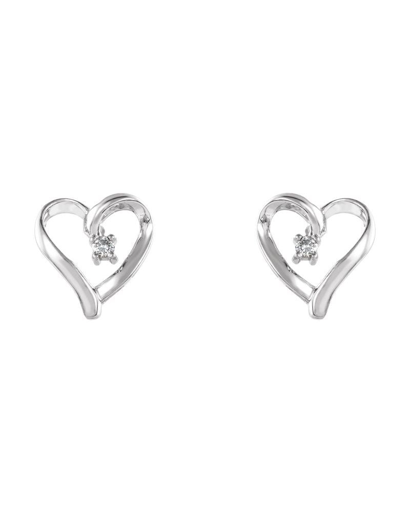 Brinco Coração em Ouro 14k com Diamantes Naturais – Modelo 2