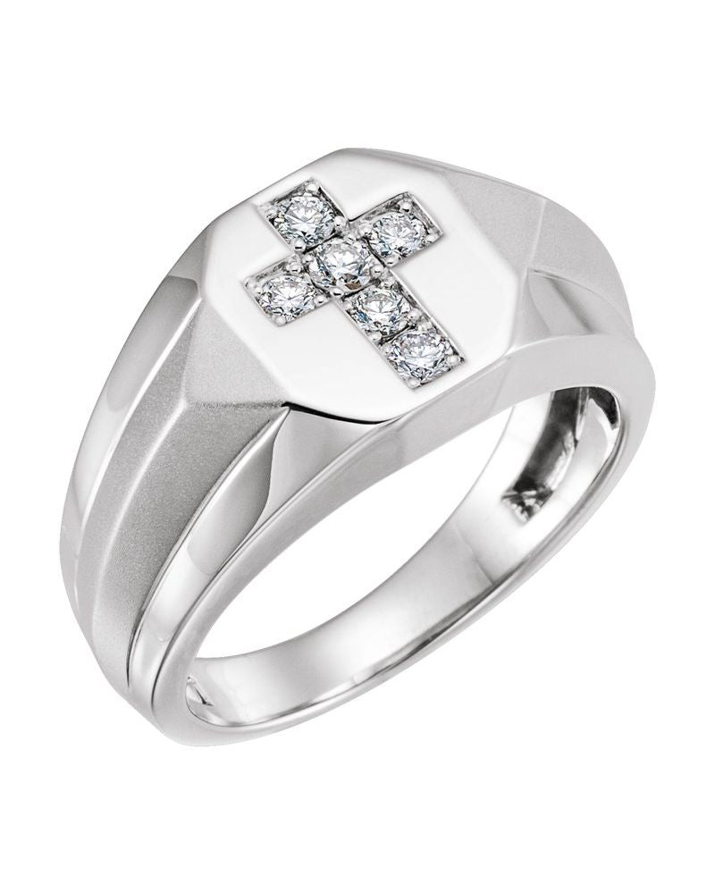 Anel Cruz em Ouro 14k com Diamantes Naturais – Modelo 4