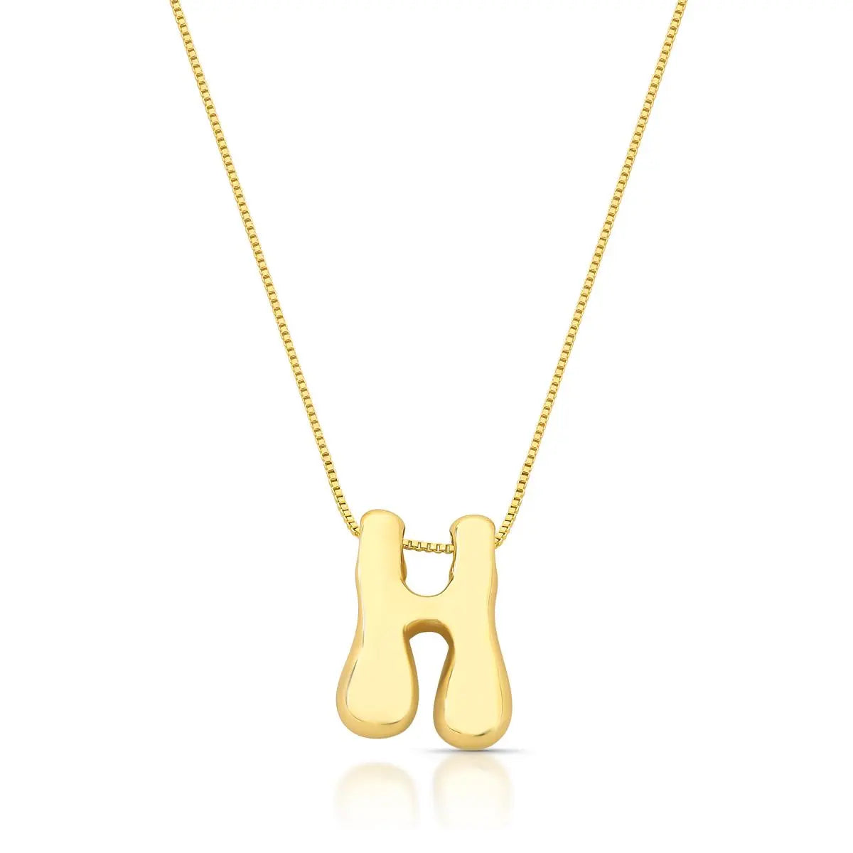 Colar Folheado a Ouro com Pingente de Letra "H" Abaulado