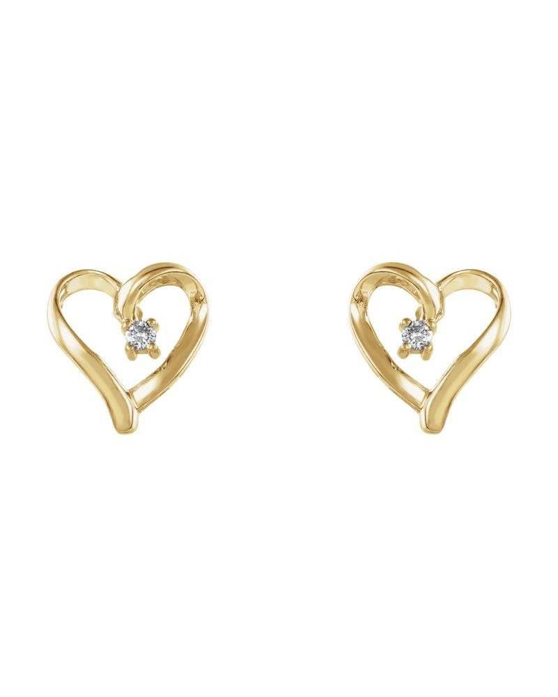 Brinco Coração em Ouro 14k com Diamantes Naturais – Modelo 2