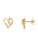 Brinco Coração em Ouro 14k com Diamantes Naturais – Modelo 2