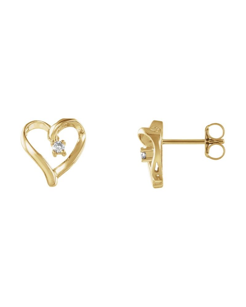 Brinco Coração em Ouro 14k com Diamantes Naturais – Modelo 2