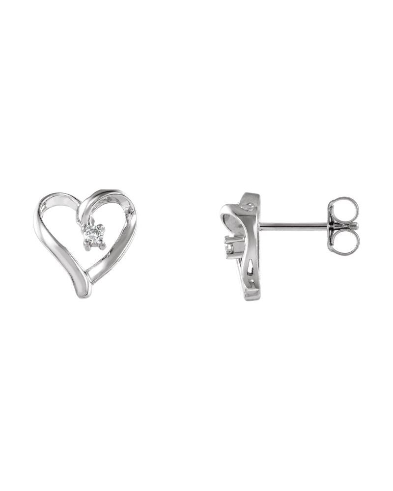 Brinco Coração em Ouro 14k com Diamantes Naturais – Modelo 2