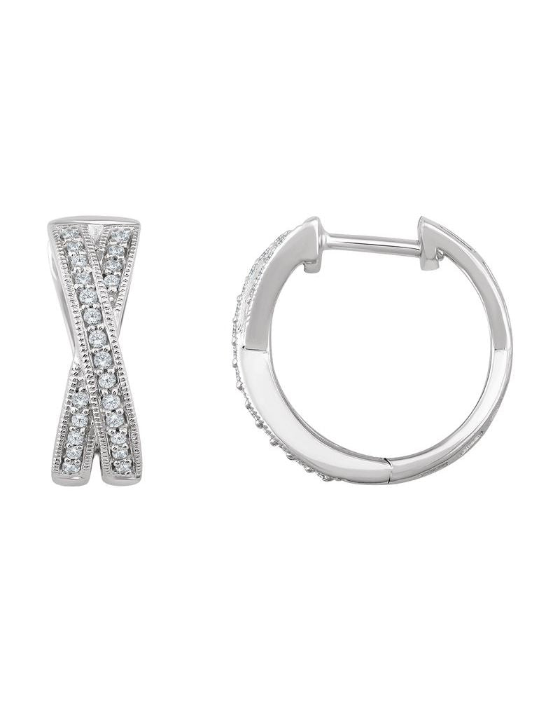 Brinco de Aro Entrelaçado em Ouro 14k com Diamantes Naturais