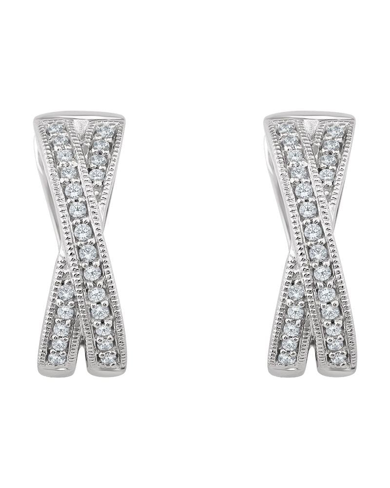 Brinco de Aro Entrelaçado em Ouro 14k com Diamantes Naturais