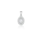 Pingente de Prata 925 Oval com Imagem Nossa Senhora das Graças