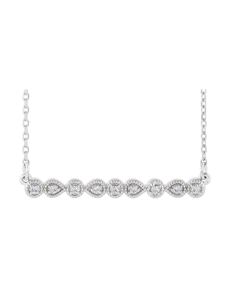 Colar Milgrain Barra Cravejado em Ouro 14k com Diamantes Naturais