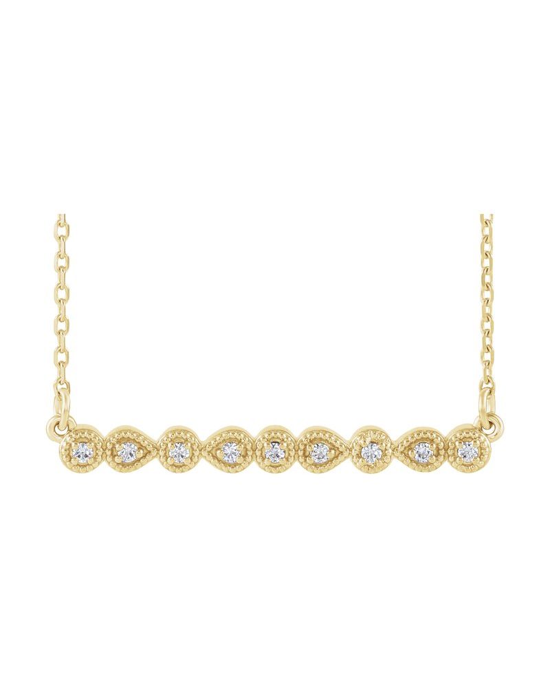 Colar Milgrain Barra Cravejado em Ouro 14k com Diamantes Naturais