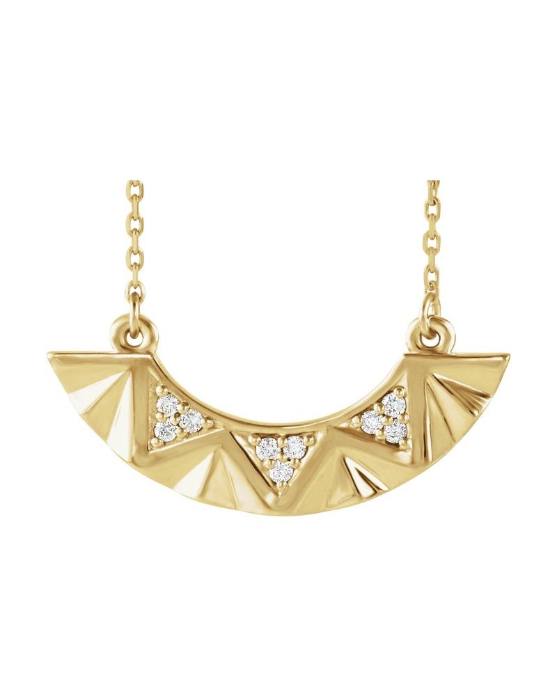 Colar Barra Curva em Ouro 14k com Diamantes Naturais – Modelo 3