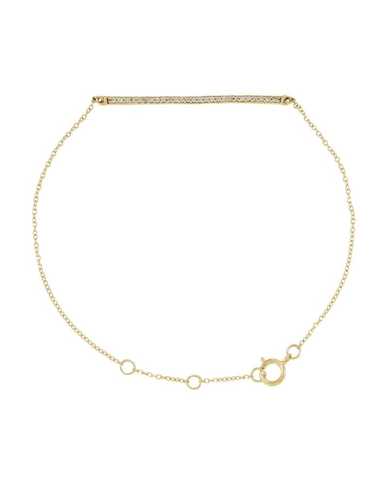 Pulseira Barra Cravejada em Ouro 14k com Diamantes Naturais – Modelo 4