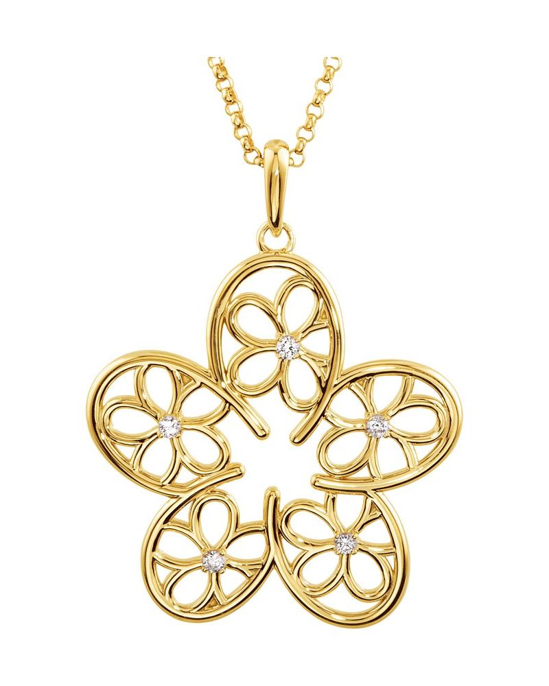Colar Flor em Ouro 14k com Diamantes Naturais – Modelo 3