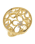 Anel Floral Cravejado em Ouro 14k com Diamantes Naturais – Modelo 5