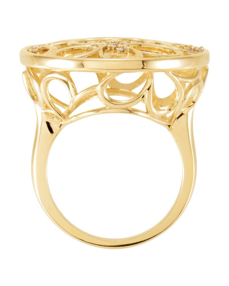 Anel Floral Cravejado em Ouro 14k com Diamantes Naturais – Modelo 5