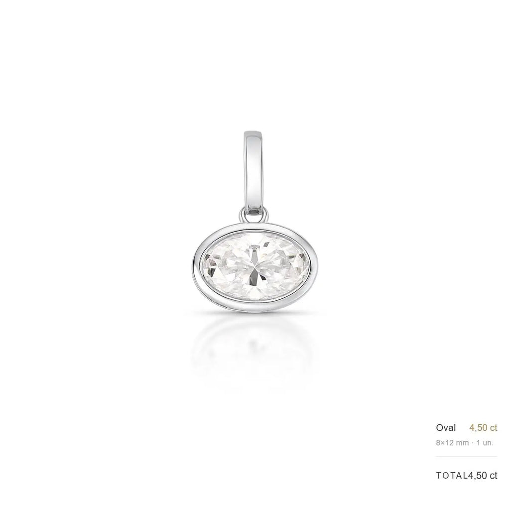 Pingente de Prata 925 com Fecho em Pedra Moissanite 12x8mm