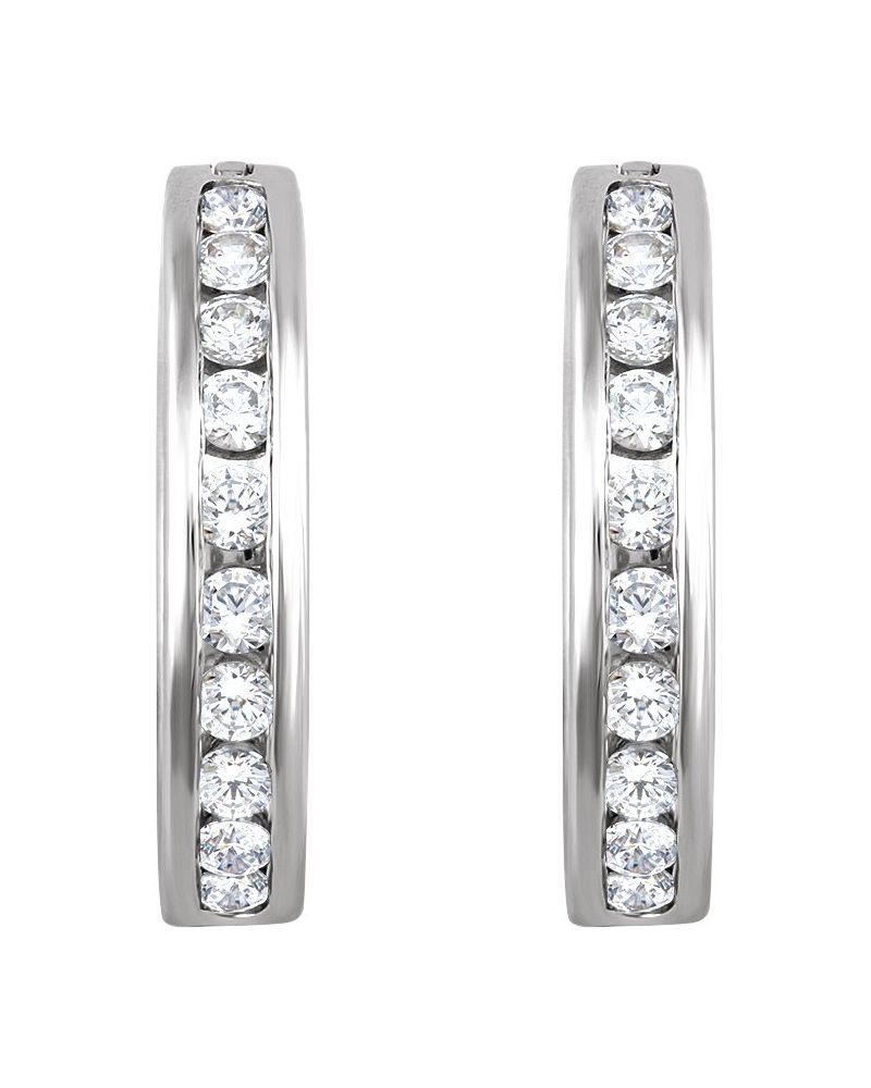 Brinco de Aro com Cravação Trilho em Ouro 14k com Diamantes Naturais – Modelo 2