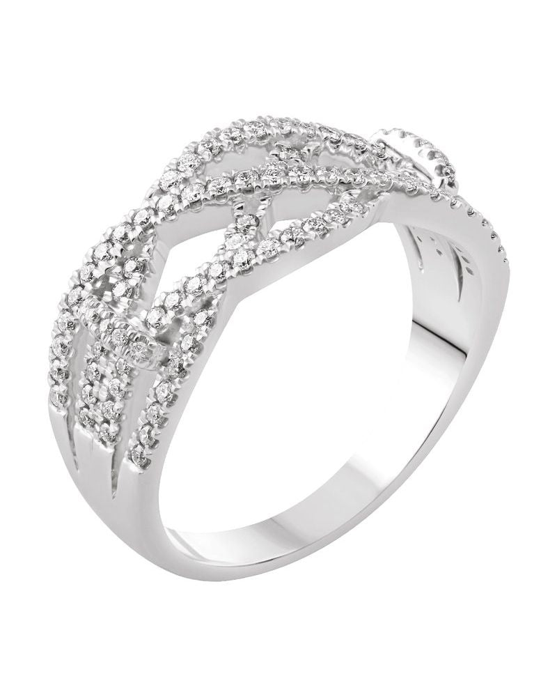 Anel Entrelaçado em Ouro 14k com Diamantes Naturais – Modelo 17