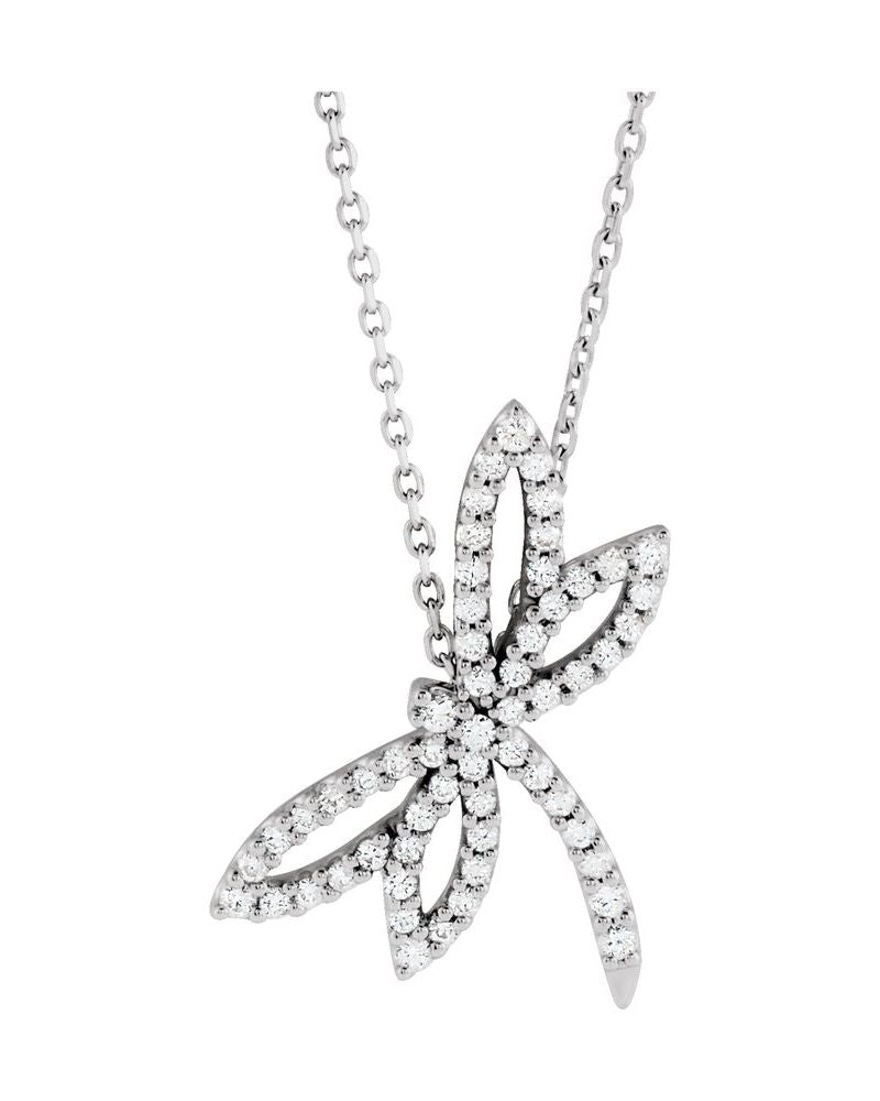 Colar Libélula Cravejado em Ouro 14k com Diamantes Naturais