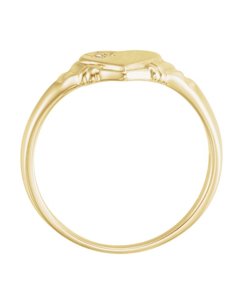 Anel Coração Cravejado Infantil em Ouro 14k com Diamantes Naturais