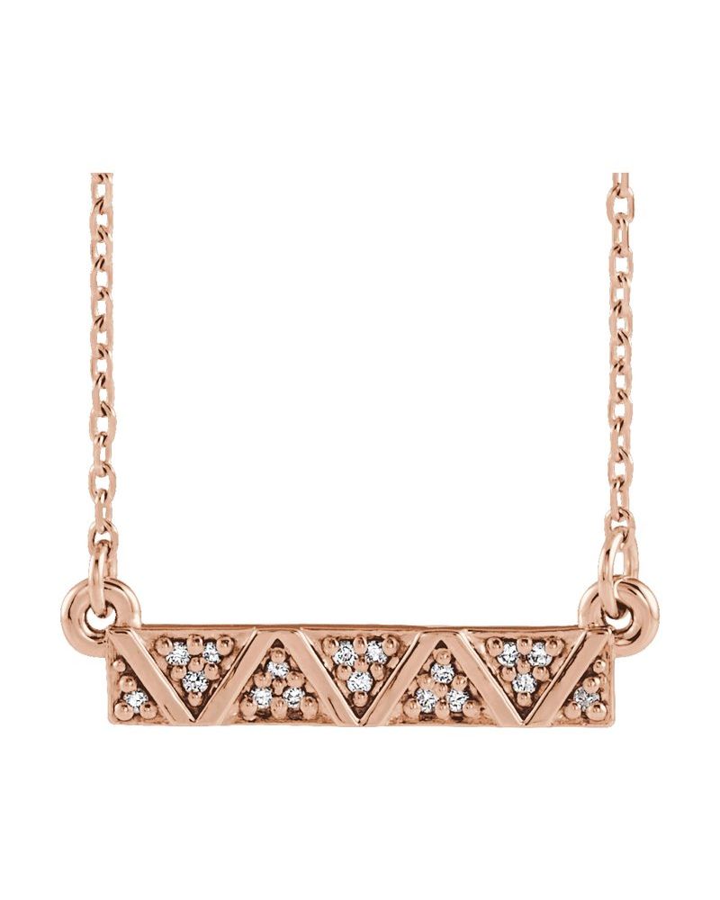 Colar Geométrico Barra em Ouro 14k com Diamantes Naturais