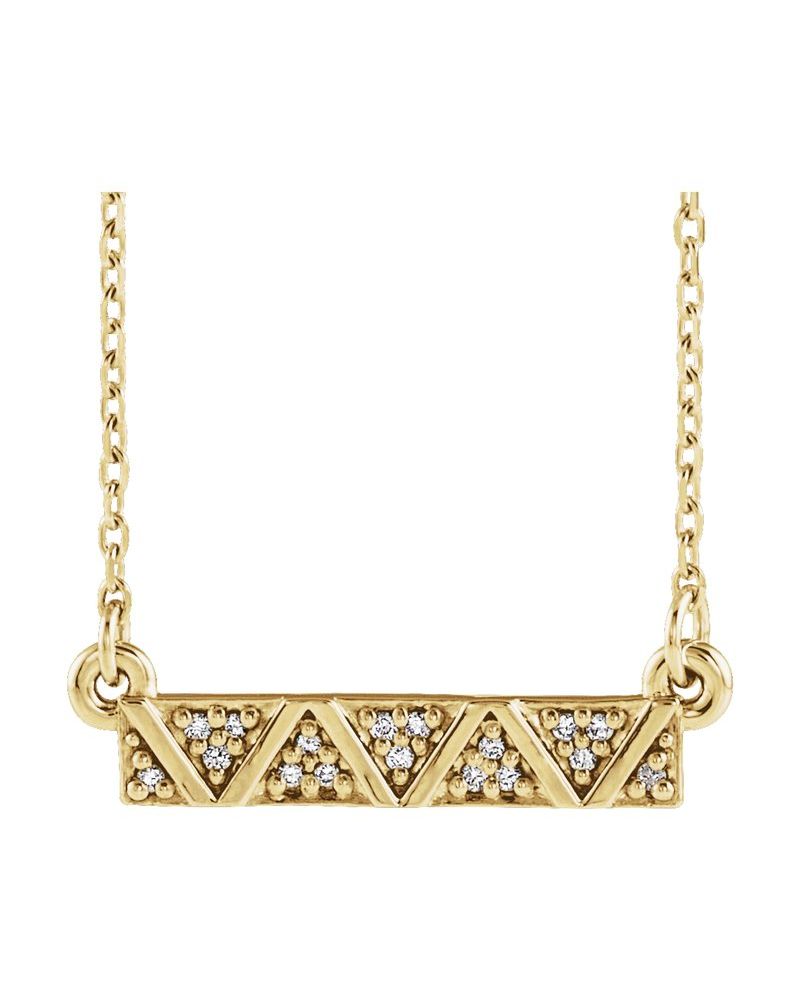 Colar Geométrico Barra em Ouro 14k com Diamantes Naturais