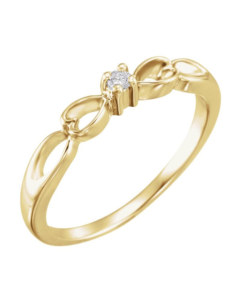 Anel Coração Infantil em Ouro 14k com Diamantes Naturais – Modelo 5