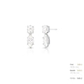 Brinco de Prata 925 Pêndulo com Pedras Moissanites 7x14mm