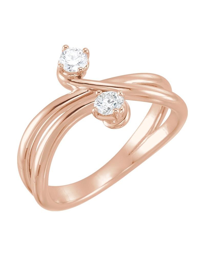 Anel Duas Pedras Bypass em Ouro 14k com Diamantes Naturais – Modelo 5