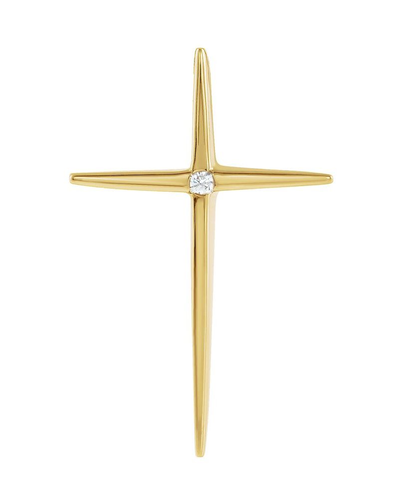 Pingente Solitário Cruz em Ouro 14k com Diamantes Naturais – Modelo 13