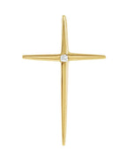 Pingente Solitário Cruz em Ouro 14k com Diamantes Naturais – Modelo 13