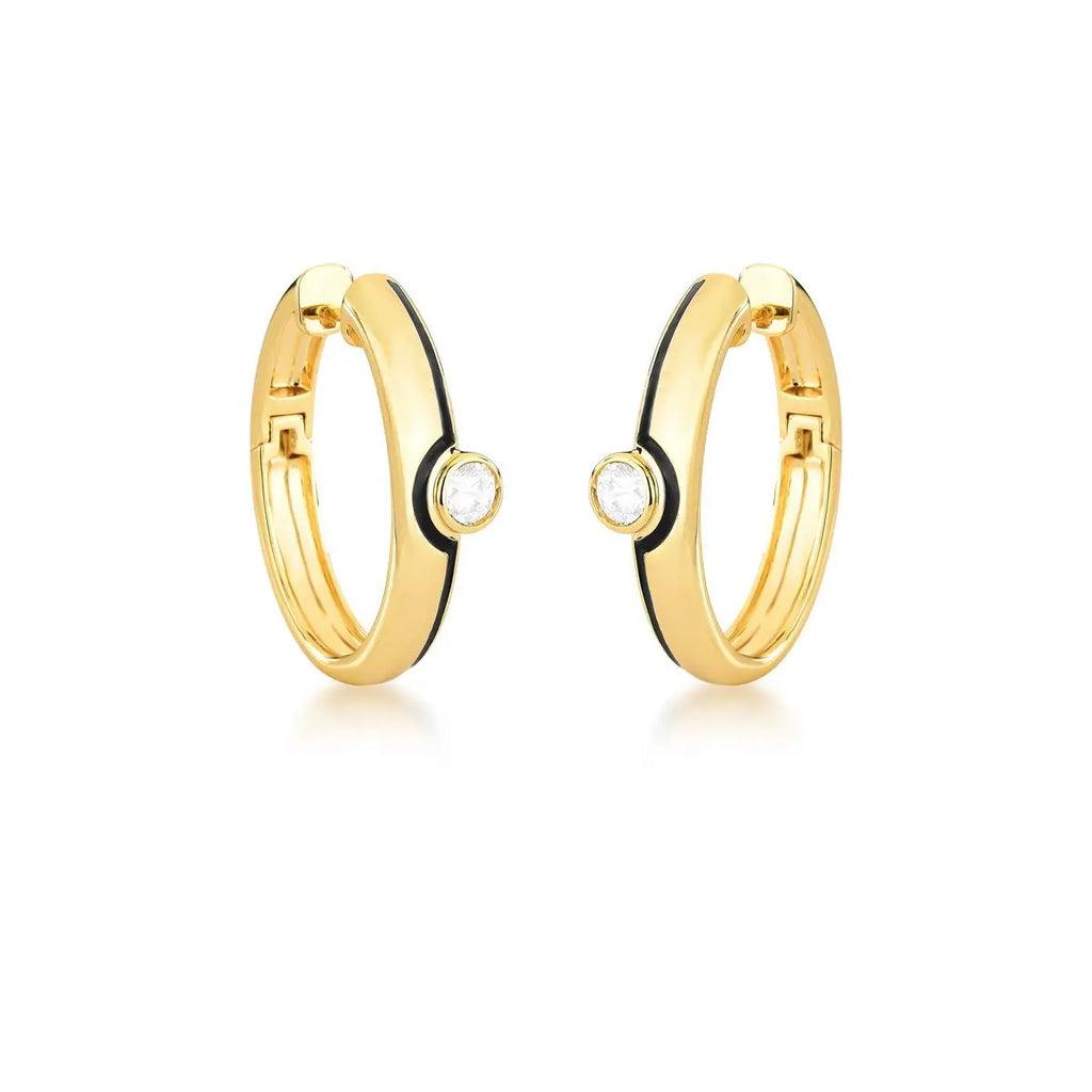 Argola Folheada a Ouro Oval Esmaltada com Cristal