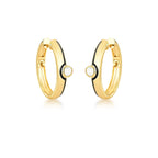 Argola Folheada a Ouro Oval Esmaltada com Cristal