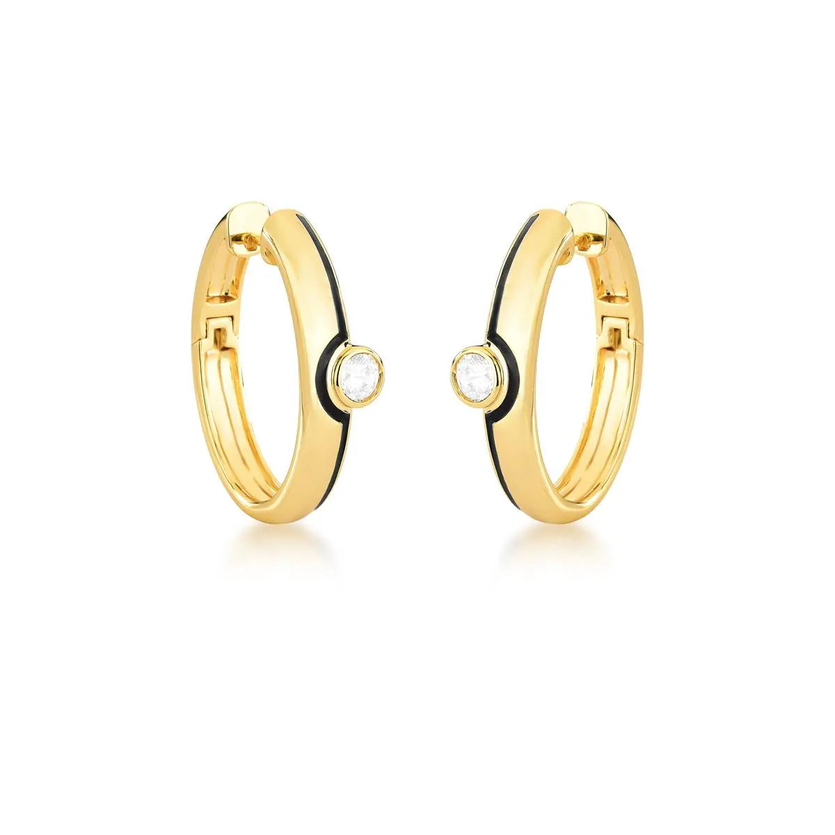 Argola Folheada a Ouro Oval Esmaltada com Cristal