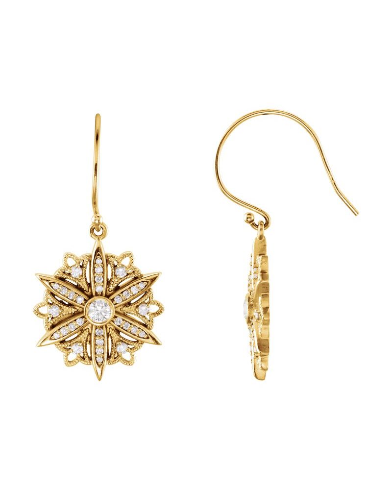 Brinco Vintage em Ouro 14k com Diamantes Naturais – Modelo 6