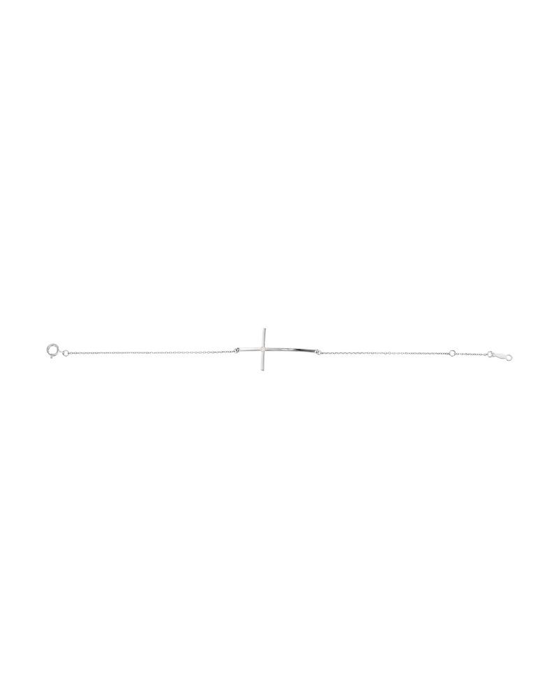 Pulseira Cruz Horizontal Cravejada em Ouro 14k com Diamantes Naturais